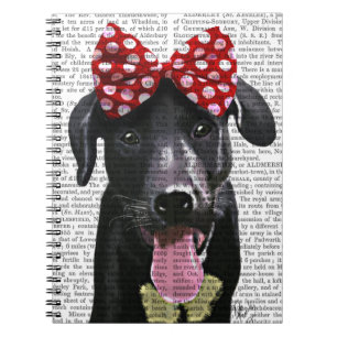 Black Labrador With Red Bow On Head Spiral Notebook