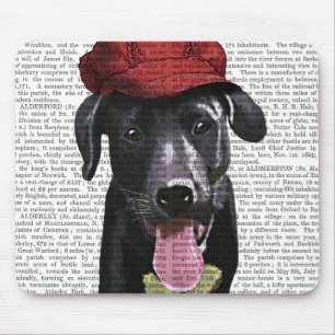 Black Labrador With Red Cap Mouse Pad