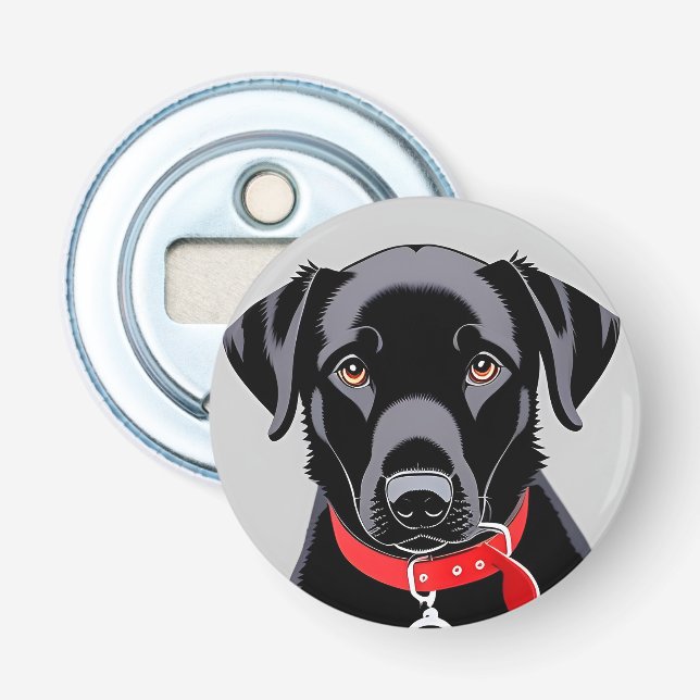 Black Labrador with Red Collar Bottle Opener (Front)
