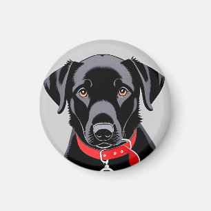 Black Labrador with Red Collar Magnet