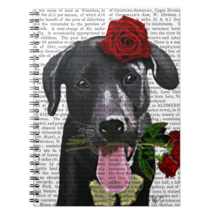 Black Labrador with Roses 2 Notebook