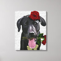 Black Labrador with Roses