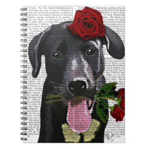 Black Labrador with Roses Spiral Notebook