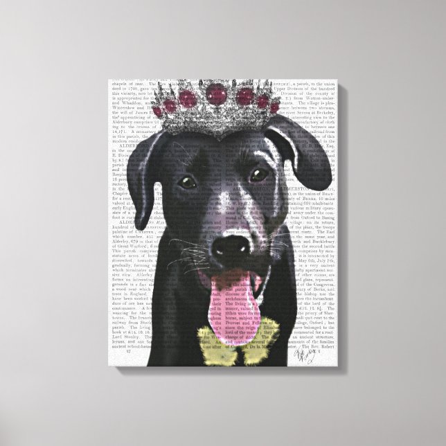 Black Labrador With Tiara Canvas Print (Front)