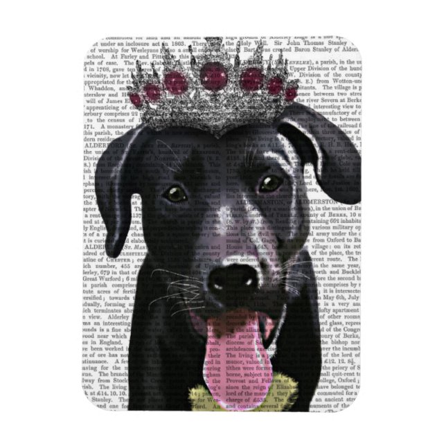 Black Labrador With Tiara Magnet (Vertical)