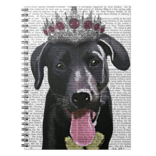 Black Labrador With Tiara Spiral Notebook