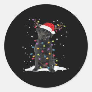 Black Labrador Xmas Dog Christmas Tree Light Class Classic Round Sticker