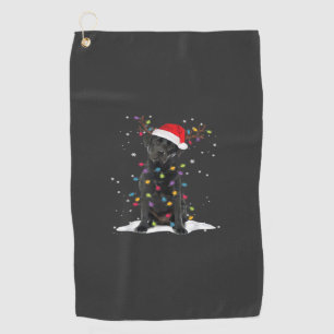 Black Labrador Xmas Dog Christmas Tree Light Class Golf Towel