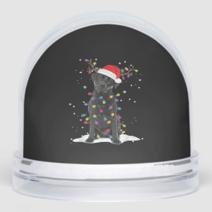 Black Labrador Xmas Dog Christmas Tree Light Class Snowglobe