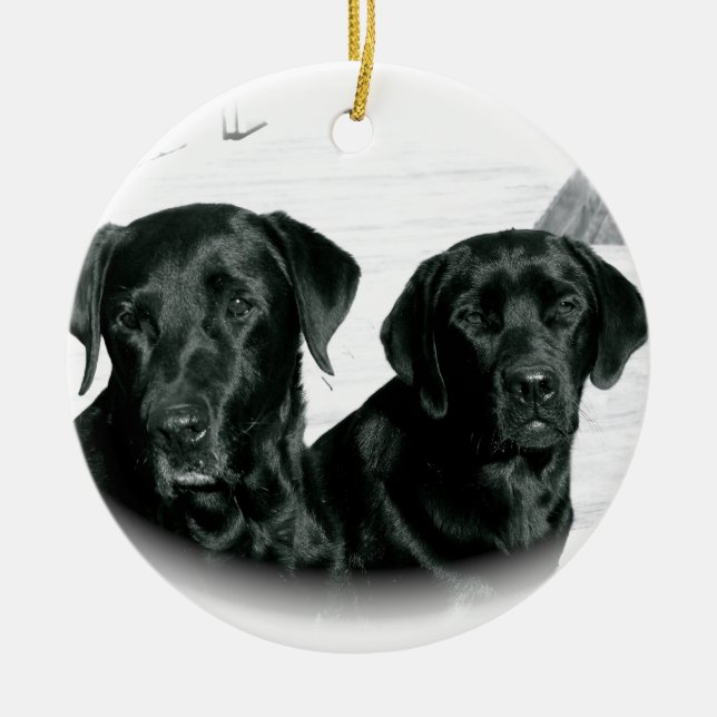 Black Labs Ceramic Tree Decoration (Front)