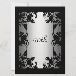 Black Lace 50th  Birthday Party Invitation Black
