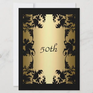 Black Lace 50th  Birthday Party Invitation Black