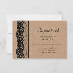 Black Lace and Burlap RSVP Card