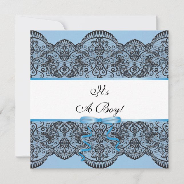 Black Lace Boy Baby Shower Invitation (Front)