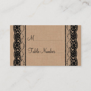 Black Lace & Burlap Place Card