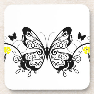 Black Lace Butterflies 10 Coaster