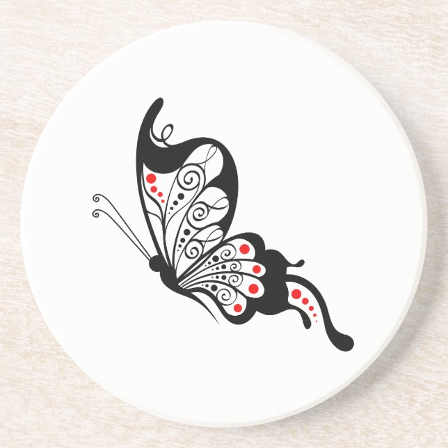 Black Lace Butterflies 2 Coaster (Front)