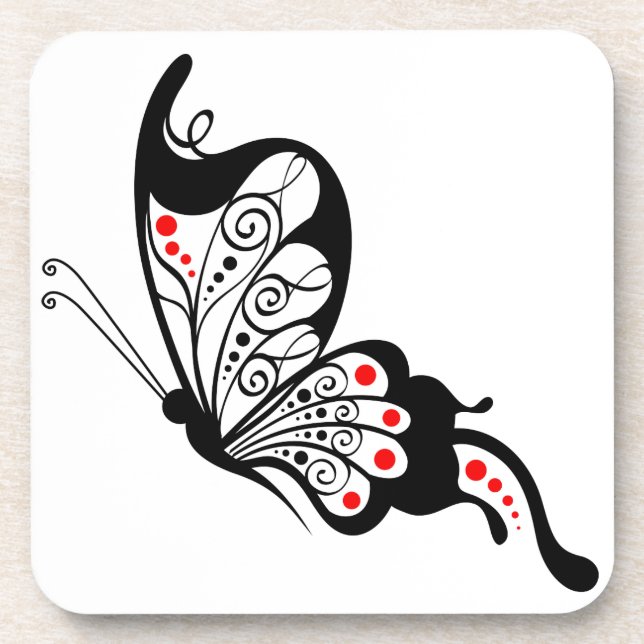 Black Lace Butterflies 2 Coaster (Front)