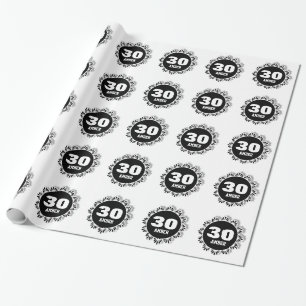BLACK LACE CIRCLES Modern 30th Birthday Custom V19 Wrapping Paper