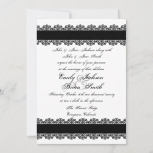 Black lace custom wedding invitations