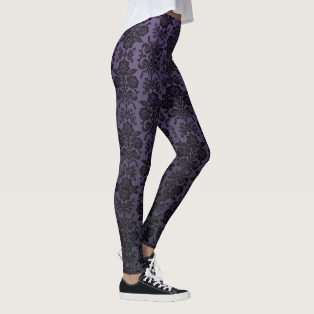 Black Lace Damask Pattern Leggings (Right)