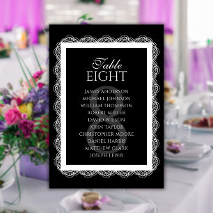 Black & Lace Doily Old Money Wedding Seating Chart Table Number
