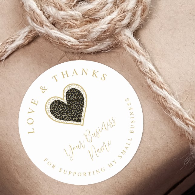 Black Lace Effect Heart Love & Thanks Supporting  Classic Round Sticker (Creator Uploaded)