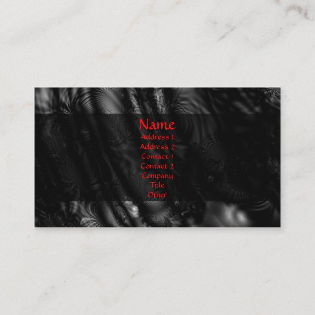 Black Lace Fractal Business Card (Front)