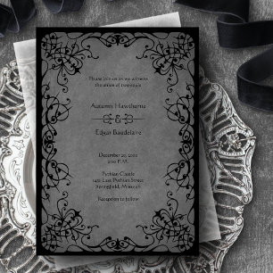 Black Lace Gothic Wedding Invitation