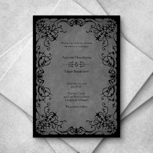 Black Lace Gothic Wedding Invitation