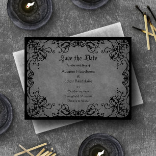 Black Lace Gothic Wedding Save The Date