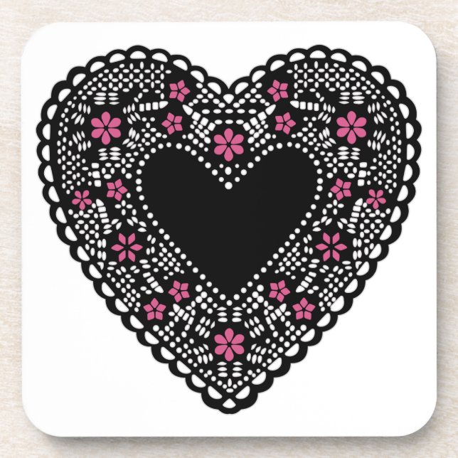 Black Lace Heart Coaster (Front)