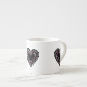Black Lace Heart Espresso Cup
