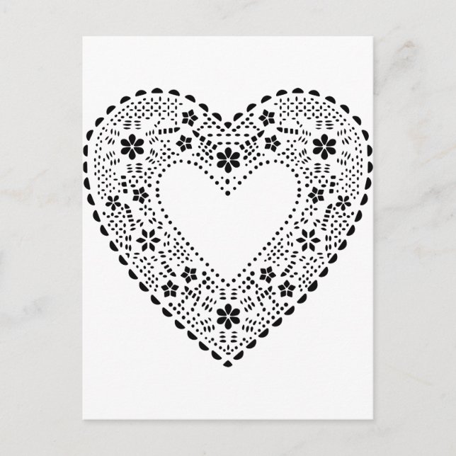 Black Lace Heart Postcard (Front)