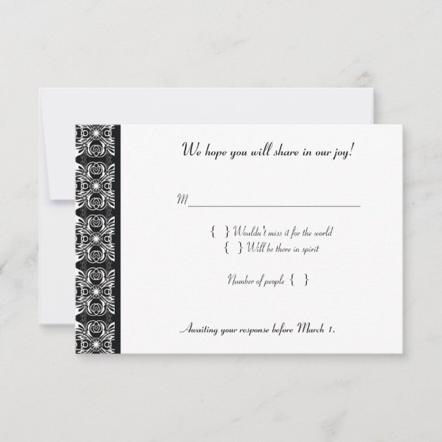 Black Lace Invite Response Card (Front)