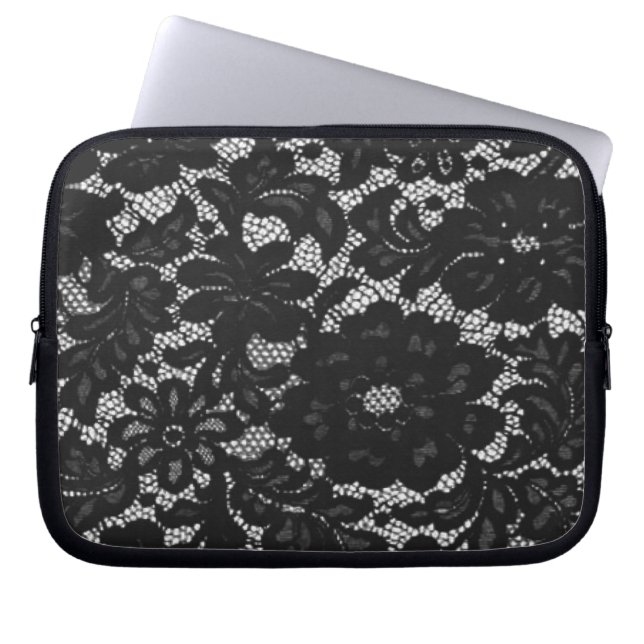 Black Lace Laptop Sleeve (Front)