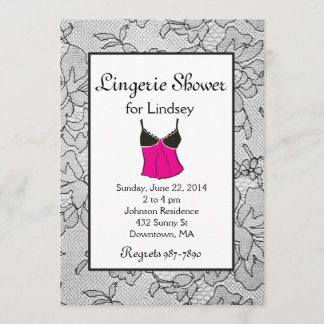 Black Lace Lingerie Bridal Shower Invites