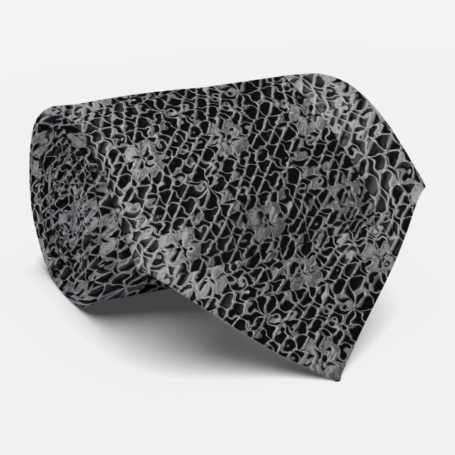 BLACK LACE-LOOK TIE (Rolled)