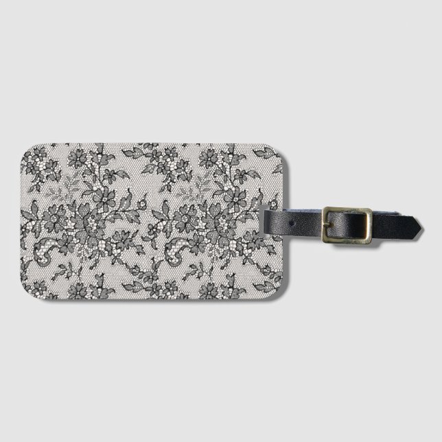 Black Lace Luggage Tag (Front Horizontal)