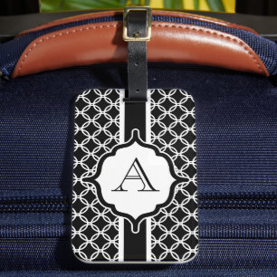 Black Lace Monogrammed Luggage Tag
