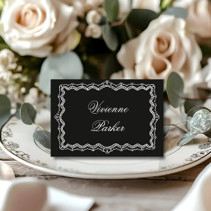 Black Lace Old Money Quiet Wedding Place Card