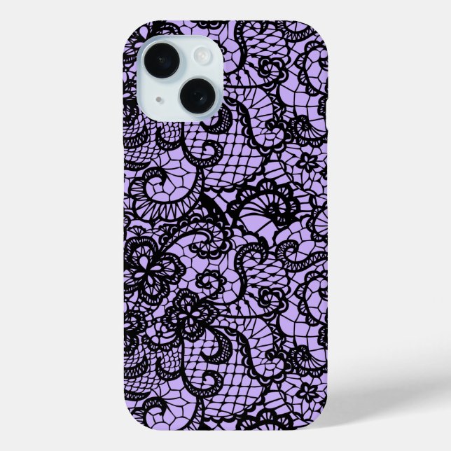 Black Lace On Purple Case-Mate iPhone Case (Back)