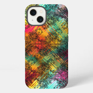 Black Lace On Rainbow Glass iPhone 13 Case