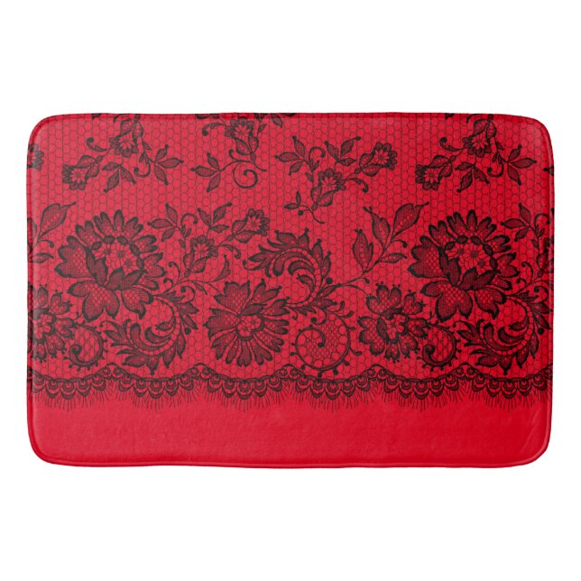 Black Lace on Red Bath Mat (Front)