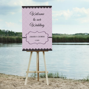 Black Lace on Soft Lavender Custom Wedding Poster