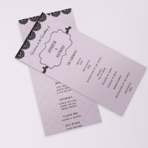 Black Lace on Soft Lavender Custom Wedding Programme