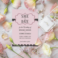 Black Lace on Soft Pink Custom Save the Date