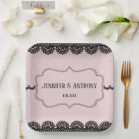 Black Lace on Soft Pink Custom Wedding