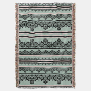 Black lace , openwork throw pillow