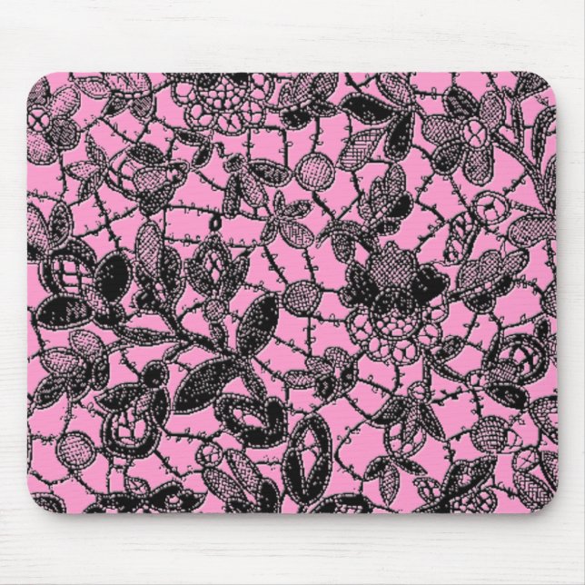 black lace over pink feminine mouse pad (Front)